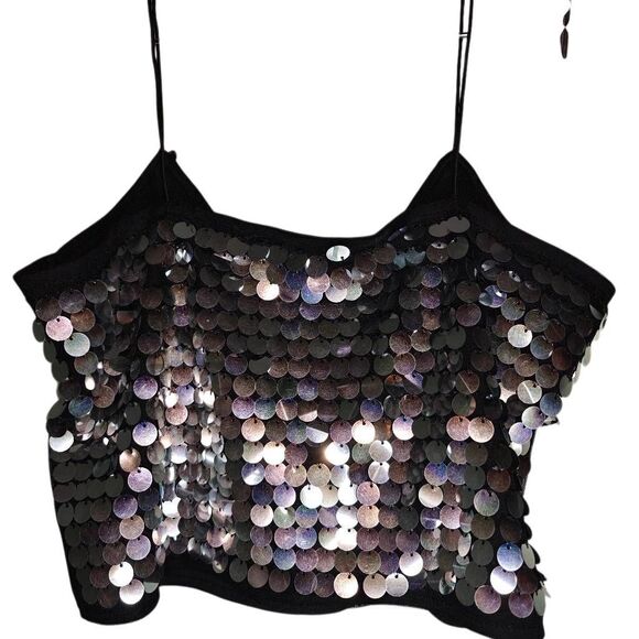 Divided Sequin Crop Top - Picture 5 of 5